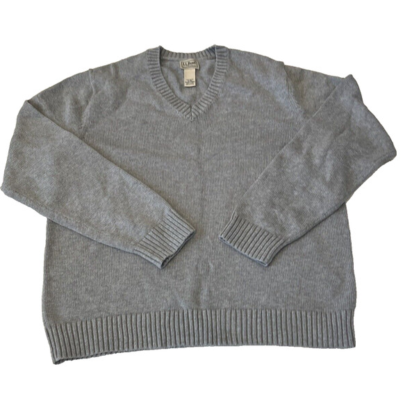 L.L. Bean Men's Sweater Size XL Gray Long Sleeve V-Neck Knit Cotton - Picture 1 of 7